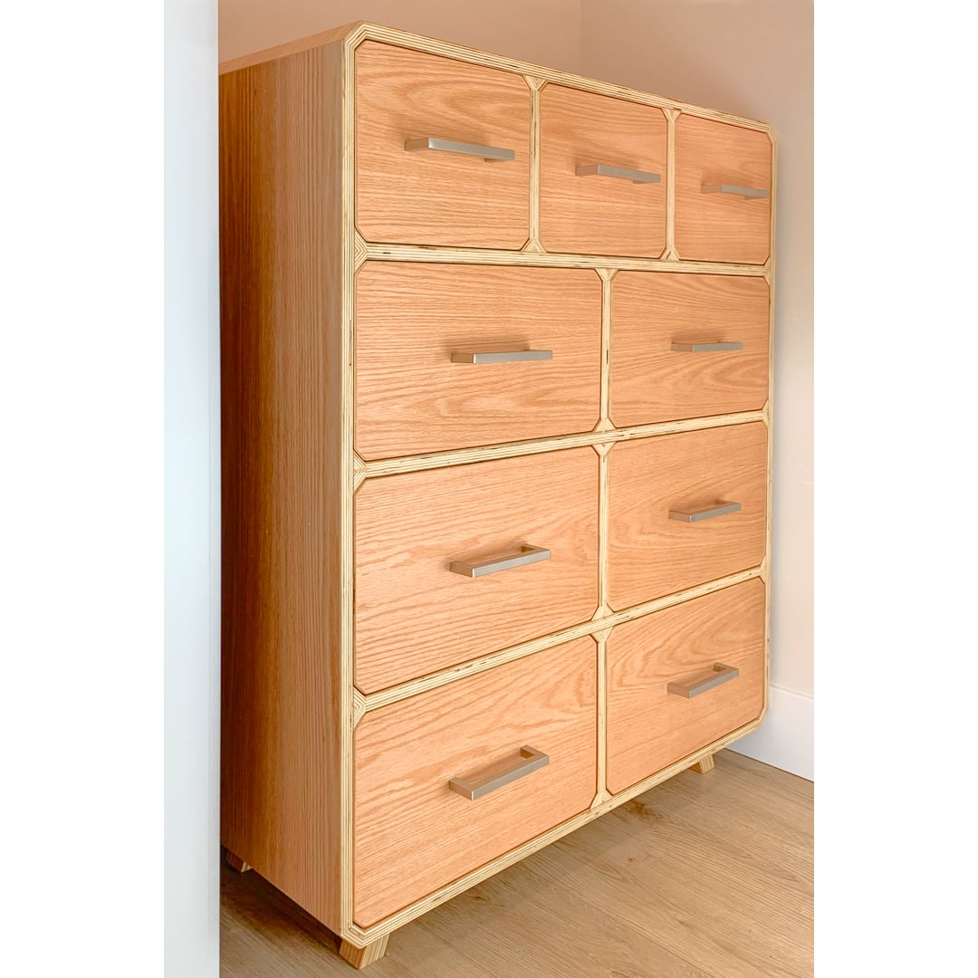 Modern dresser in red oak plywood